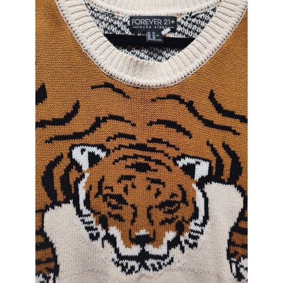 Forever 21 Plus‎ 0x Animal Print Tiger Double Sided Print Sweater - Picture 3 of 5